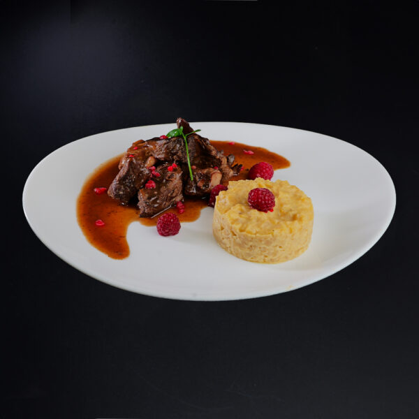 Sauté d'Autruche, sauce douce aux framboises - la part