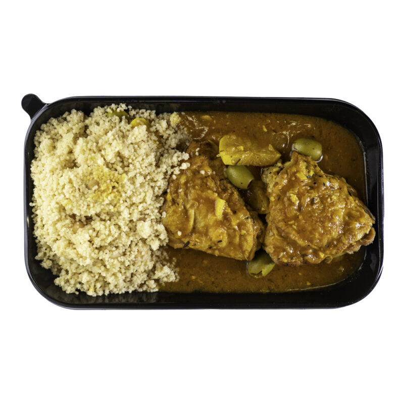 Tajine de poulet au citron confit, semoule - la part