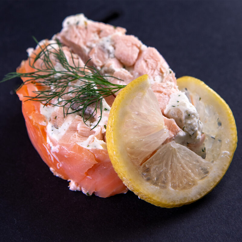 Terrine aux deux saumons crème aneth - la part